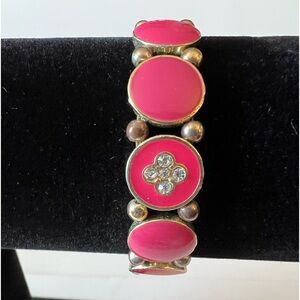 Pink and Faux Stone Stretch Bracelet Gold tone